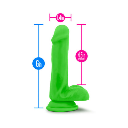 Neo Elite 6 inches Silicone Dual Density Cock, Balls Green