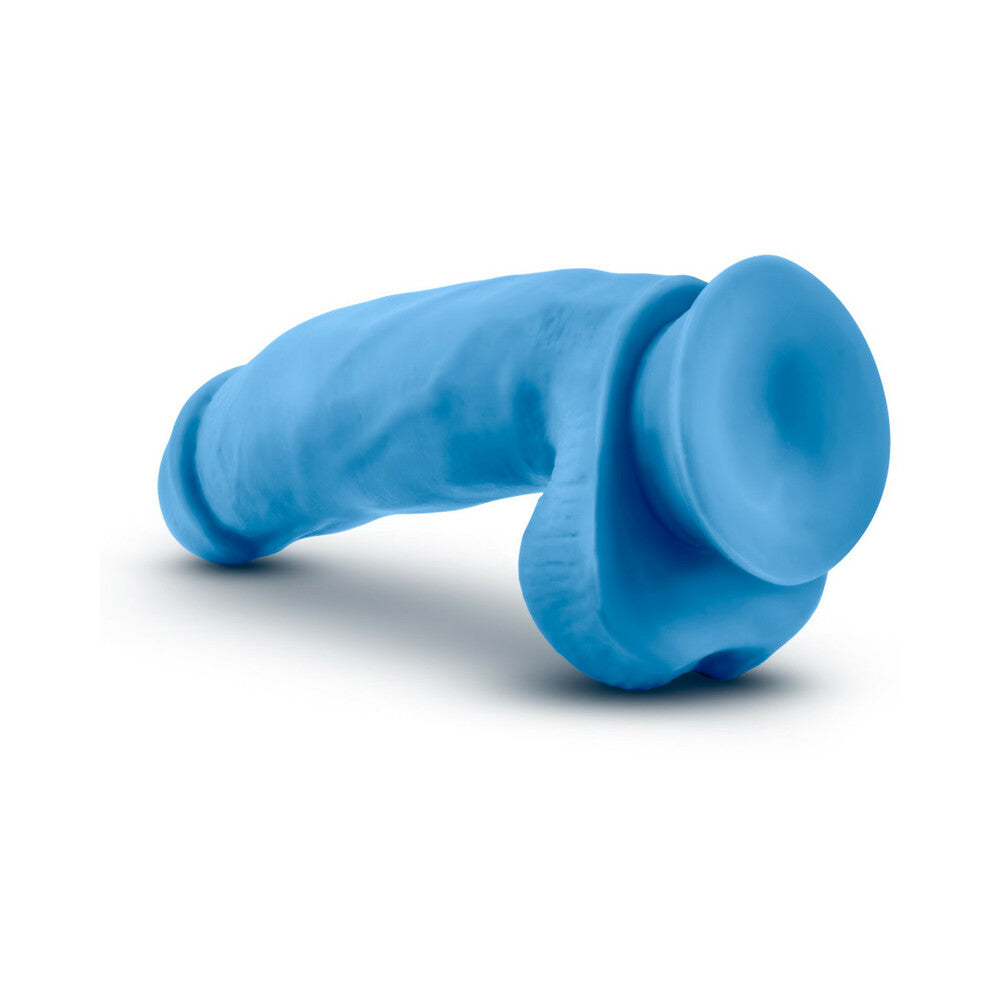 Neo Elite - 7in Silicone Dual Density Cock With Balls - Neon Blue