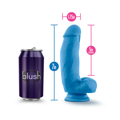 Neo Elite - 7in Silicone Dual Density Cock With Balls - Neon Blue