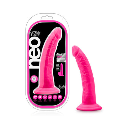 Neo Elite - 7.5in Silicone Dual Density Cock - Neon Pink