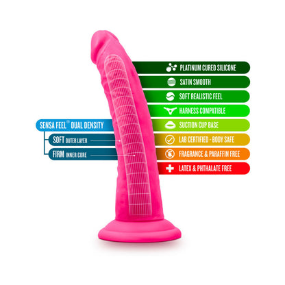 Neo Elite - 7.5in Silicone Dual Density Cock - Neon Pink