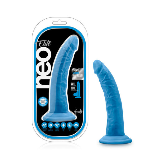 Neo Elite - 7.5in Silicone Dual Density Cock - Neon Blue