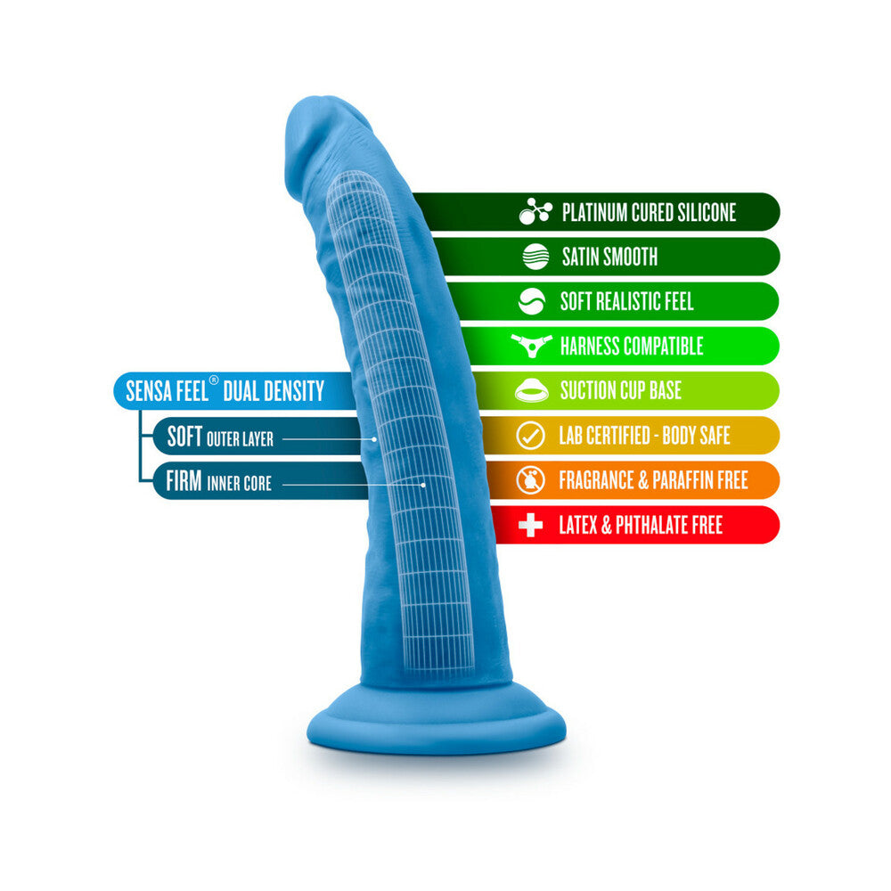 Neo Elite - 7.5in Silicone Dual Density Cock - Neon Blue