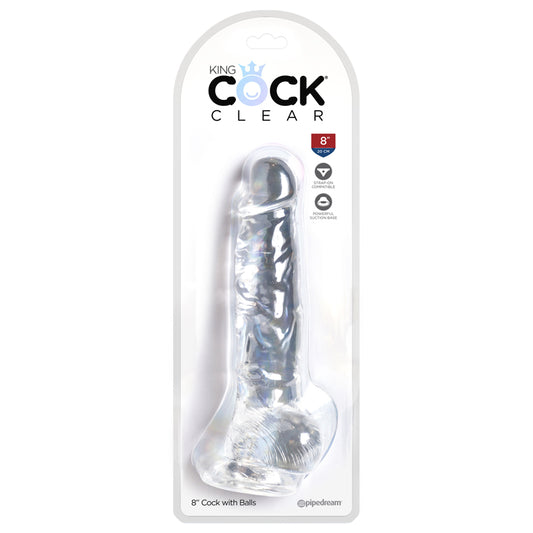 King Cock Clear 8in Cock With Balls