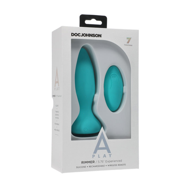 A Play Rimmer Experienced Rechargeable Silicone Anal Plug w/Remote - Teal