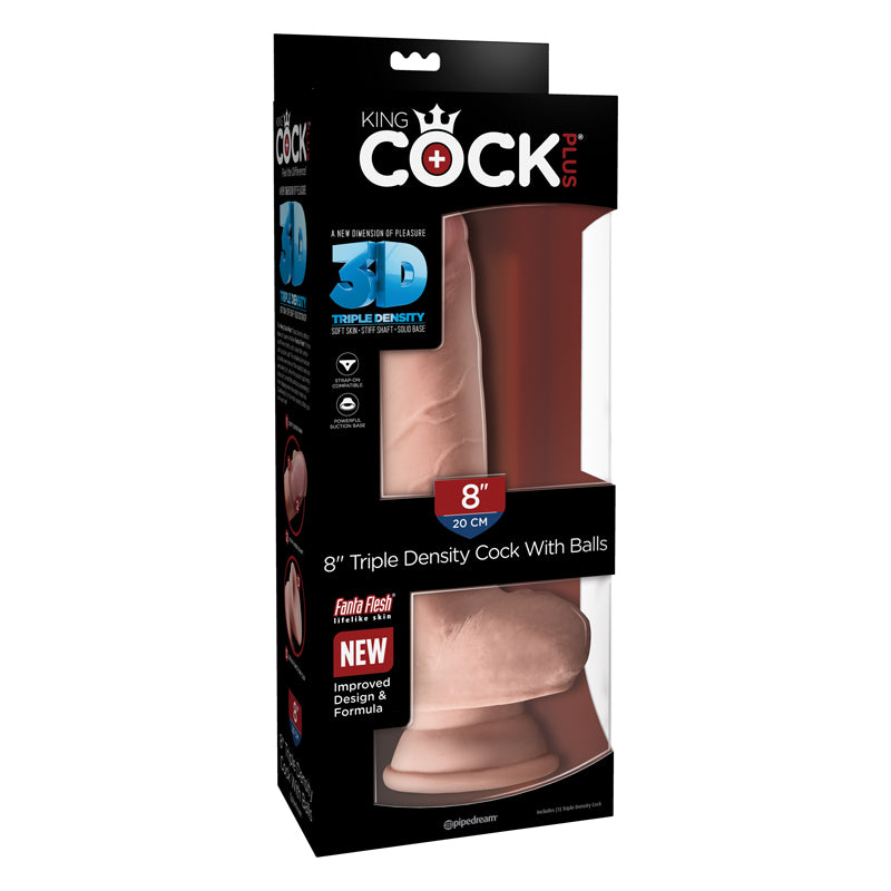 King Cock Triple Density 8 inches Cock, Balls Beige Dildo