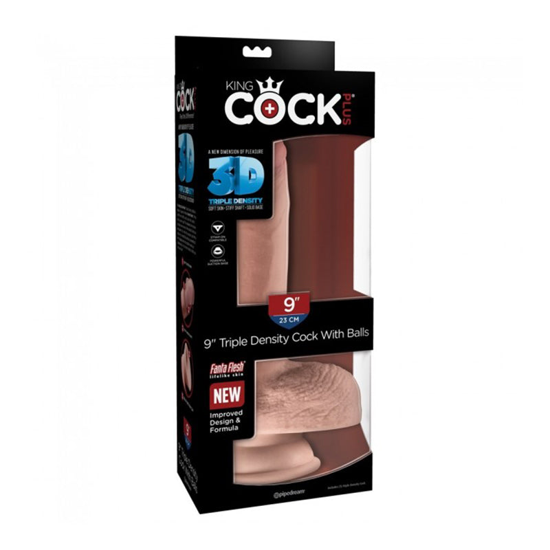 King Cock Triple Density 9 inches Cock, Balls Beige