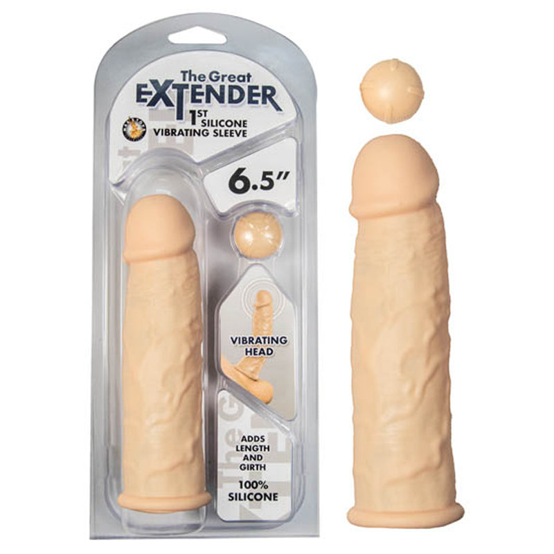 The Great Extender 1st Silicone Vibrating Sleeve 6.5in-flesh