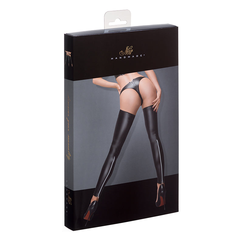 Noir Powerwetlook Stocking And Panties With Silver Zipper Large