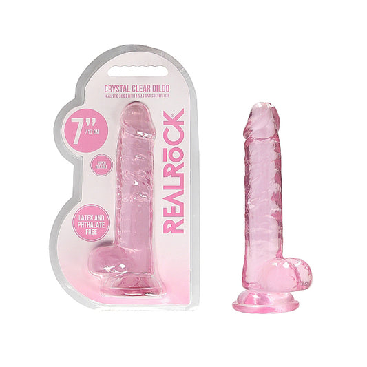 Realrockrealistic Dildo With Balls 7" Pink