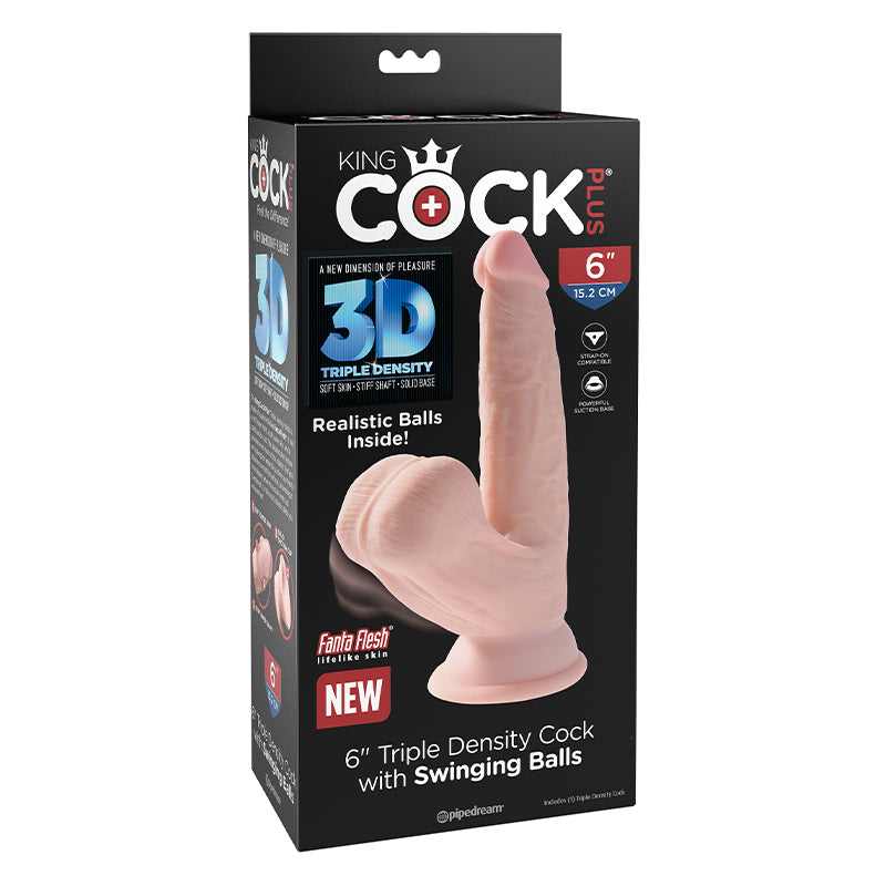 King Cock Triple Density Cock 6 In With Swinging Balls