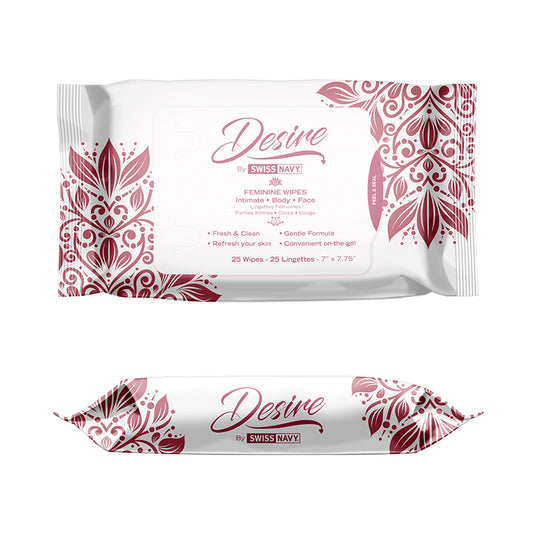 Desire Unscented Feminine Wipes 25ct