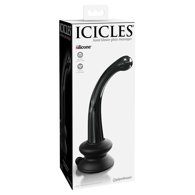 Icicles No. 87 - Glass Suction Cup G-spot Wand - Black