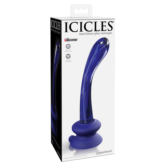 Icicles No. 89 - Glass Suction Cup G-spot Wand - Blue