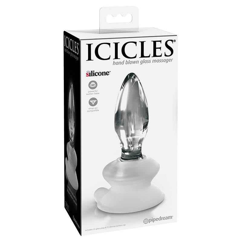 Icicles No 91 Glass Suction Cup Anal Plug Clear