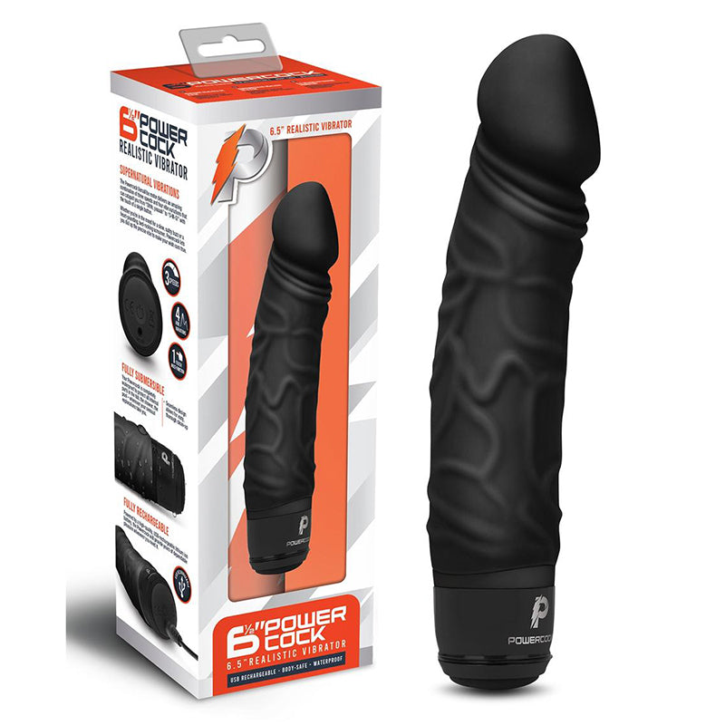 Powercock 6.5" Realistic Vibrator - Dark