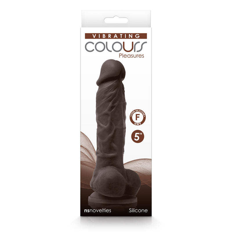 Colours Pleasures Vibrating 5" Dildo - Dark Brown