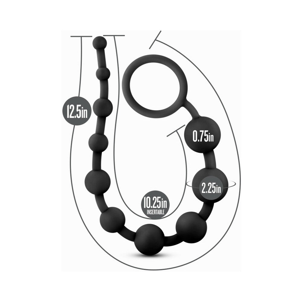 Blush Anal Adventures Platinum Silicone 10 Anal  Beads - Black