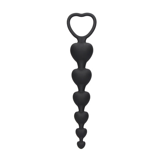 Ouch Anal Heart Beads Black