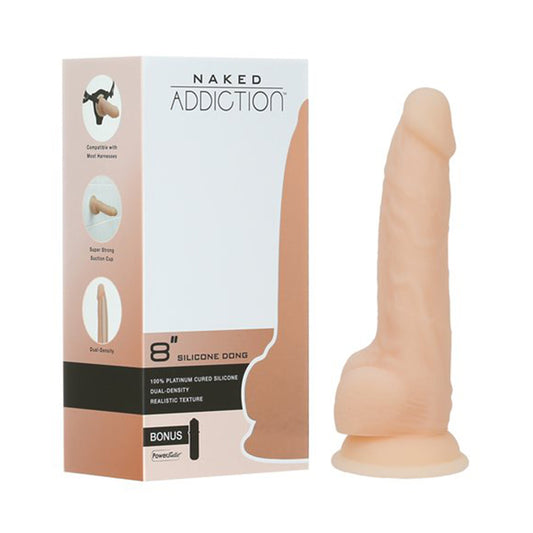 Naked Addiction Dual-density Silicone Dildo 8" Vaniila