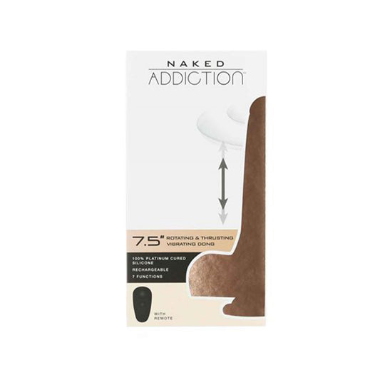 Naked Addiction The Freak Vibrating, Rotating, And Thrusting Dildo With Remote 7.5 In. Vanilla