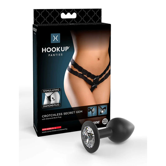 Hookup Crotchless Secret Gem Black Fits Size S-l