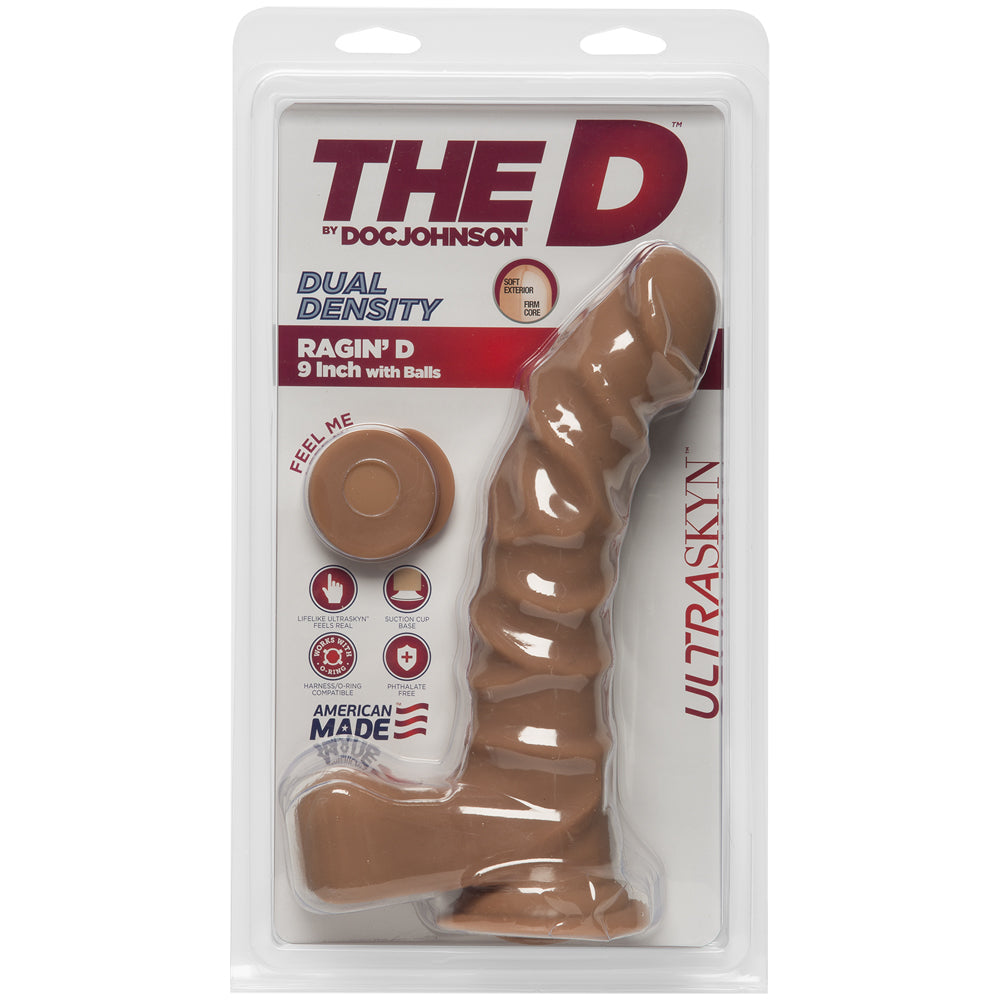 The D Ragin D 9 Inches Dildo With Balls Mocha