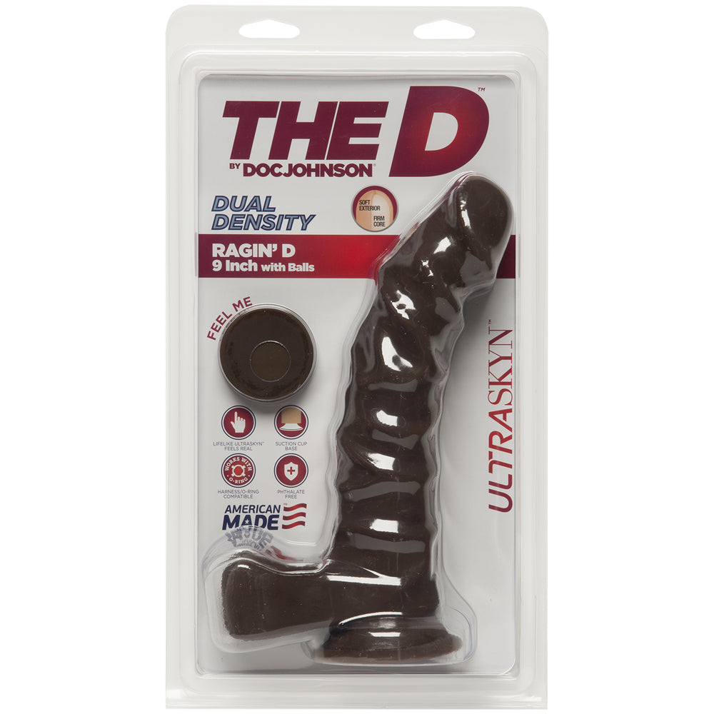 The D Ragin D 9 Inches Dildo With Balls Brownchocolate