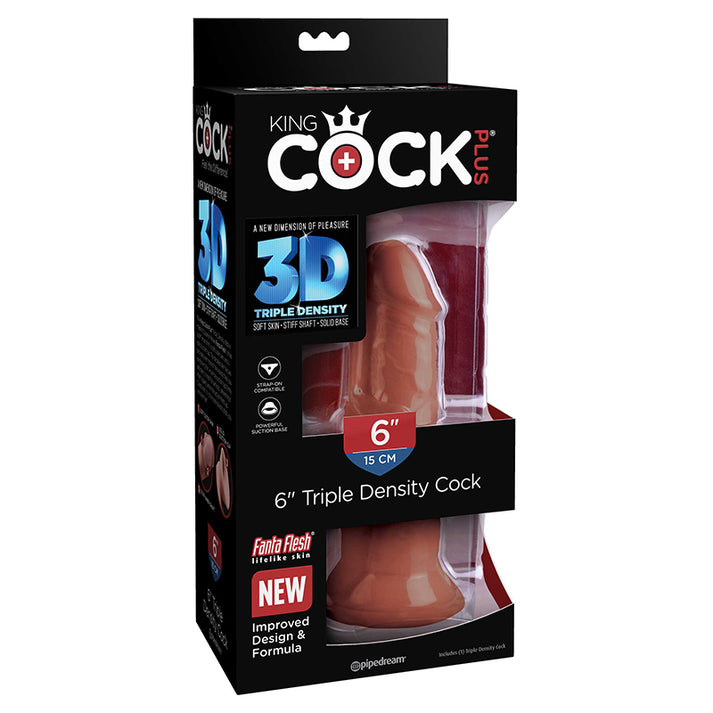 King Cock Plus 6 In Triple Density Cock Brown