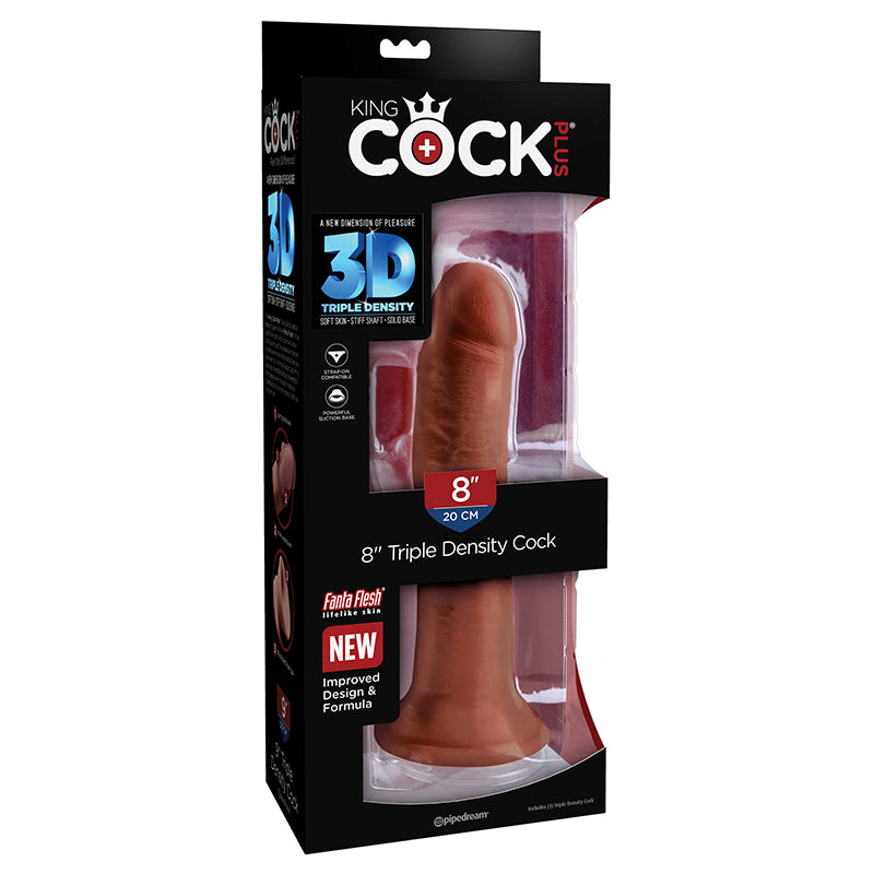 King Cock Plus 8 In. Triple Density Cock Brown