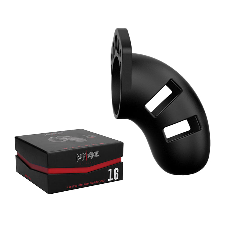Man Cage Model 20 - Chastity - 3.5" - Silicone Cock Cage - Black