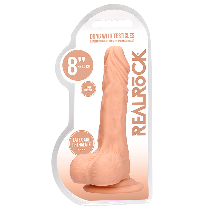 Real Rock Realistic Dildo With Balls - 8" - 20 Cm - Vanilla