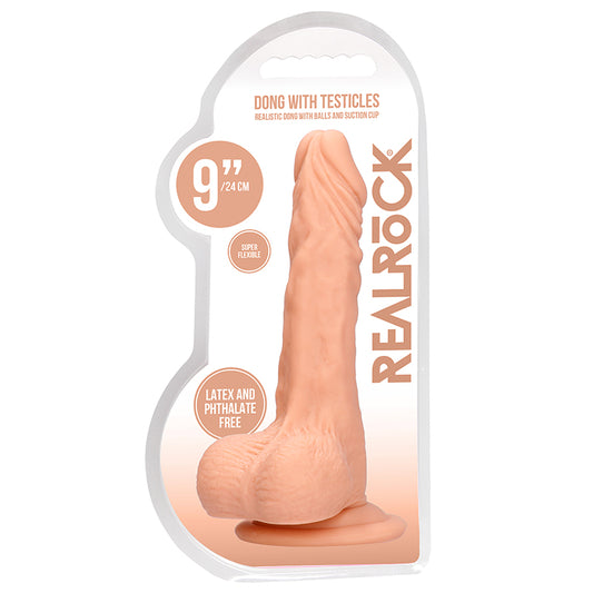 Real Rock Realistic Dildo With Balls - 9" - 23 Cm - Vanilla