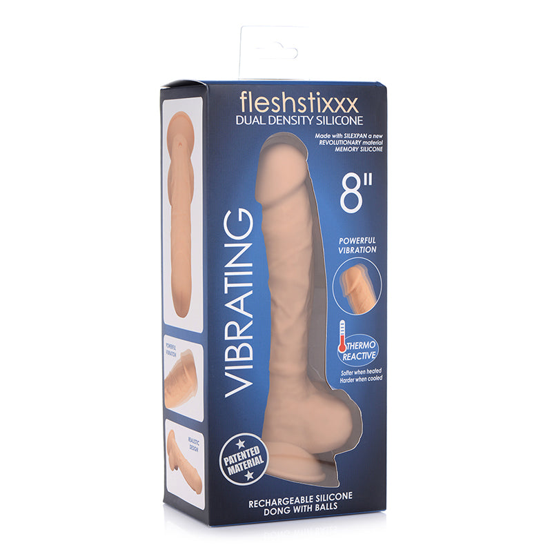 Fleshstixxx Vibrating Rechargeable Dong 8 In. Tan