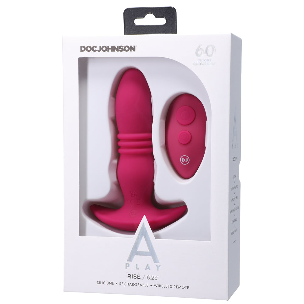 A Play Rise Rechargeable Silicone Anal Plug w/Remote - Pink