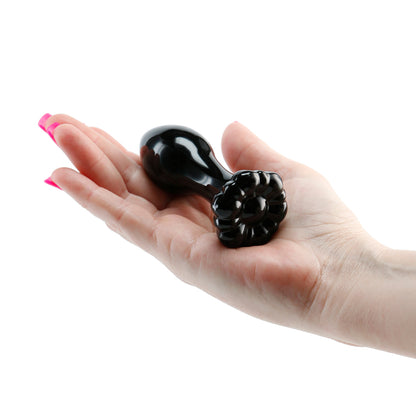 Crystal Flower Butt Plug - Black