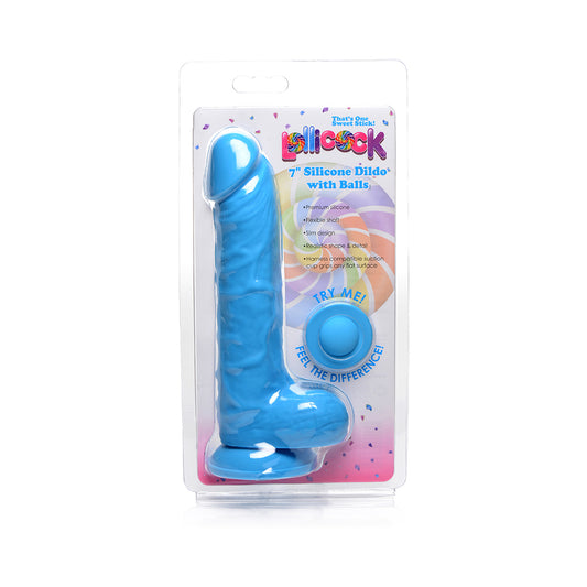 Lollicock Silicone Dildo With Balls 7 In. Berry