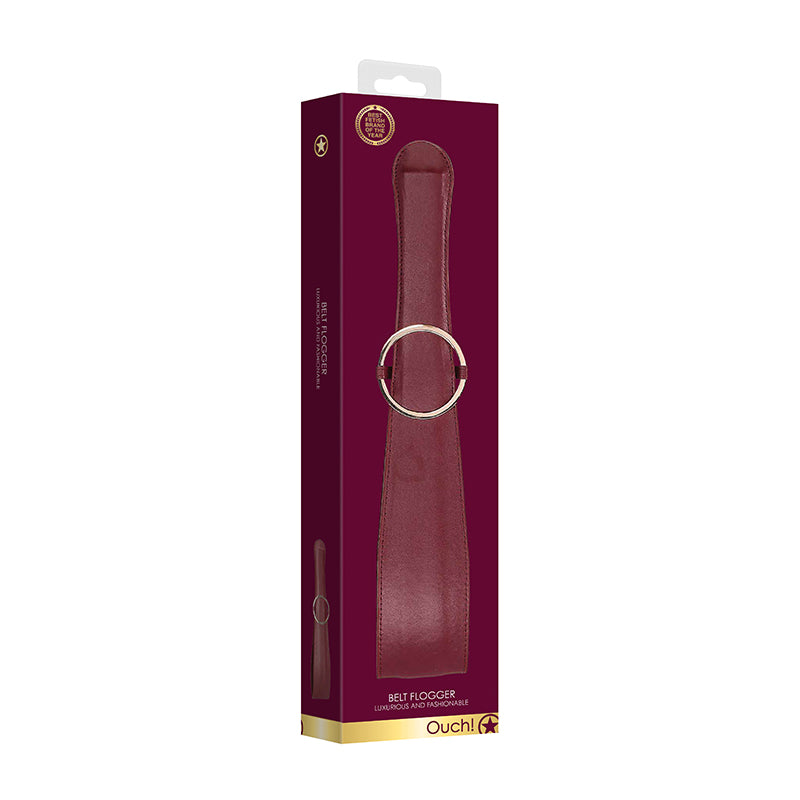 Ouch Halo Belt Flogger Burgundy