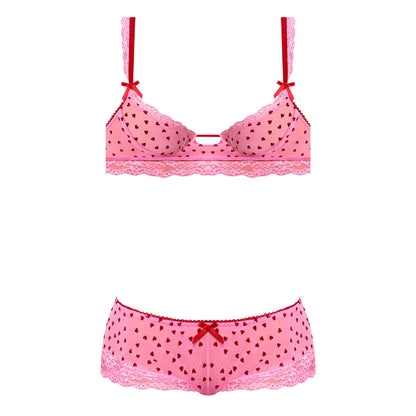 Magic Silk Tickled Pink Demi Bra & Split-crotch Short Pink L/xl
