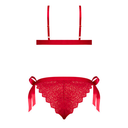Magic Silk Sugar & Spice Ribbon-tie Bra & Panty Set Red S/m