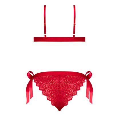 Magic Silk Sugar & Spice Ribbon-tie Bra & Panty Set Red L/xl