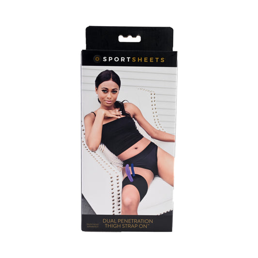Ss Dual Penetration Thigh Strap-on Harness Black