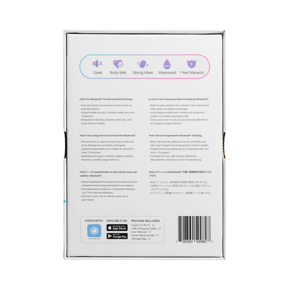 Lovense Hush 2 App-compatible Butt Plug 2.25 In.