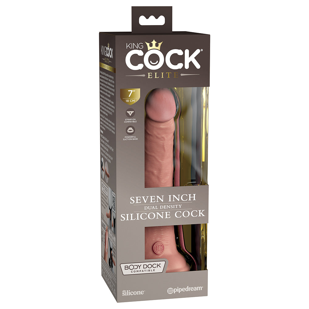 King Cock Elite Silicone Dual-density Cock 7 In. Light