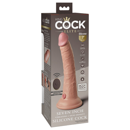 King Cock Elite Vibrating Silicone Dual-density Cock With Remote 7 In. Light