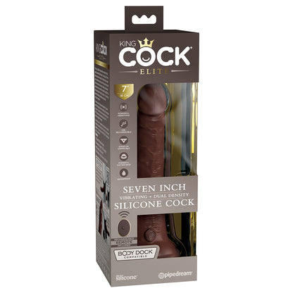 King Cock Elite Vibrating Silicone Dual-density Cock With Remote 7 In. Brown