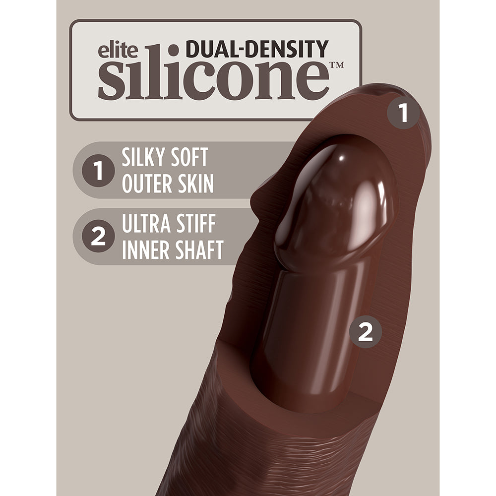 King Cock Elite Vibrating Silicone Dual-density Cock With Remote 7 In. Brown