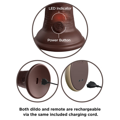 King Cock Elite Vibrating Silicone Dual-density Cock With Remote 7 In. Brown