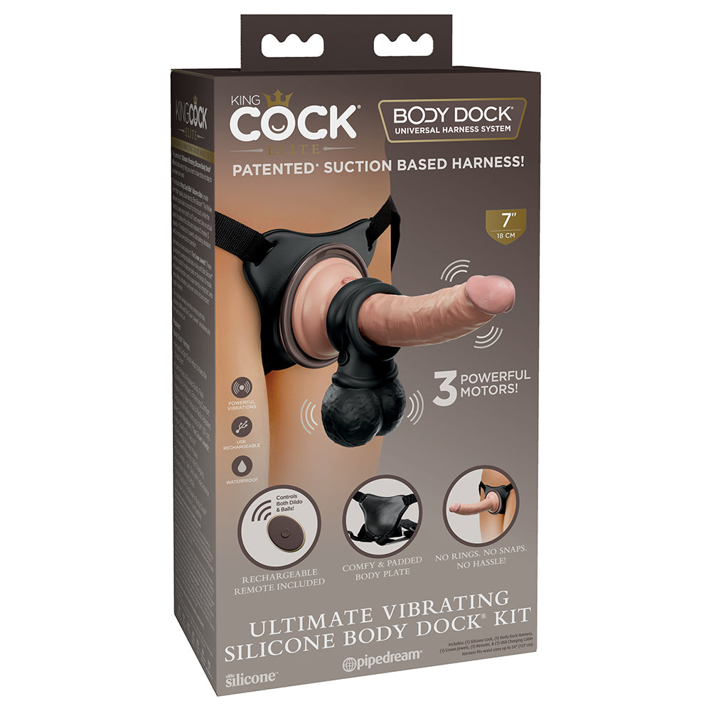 King Cock Elite Ultimate Vibrating Silicone Body Dock Kit