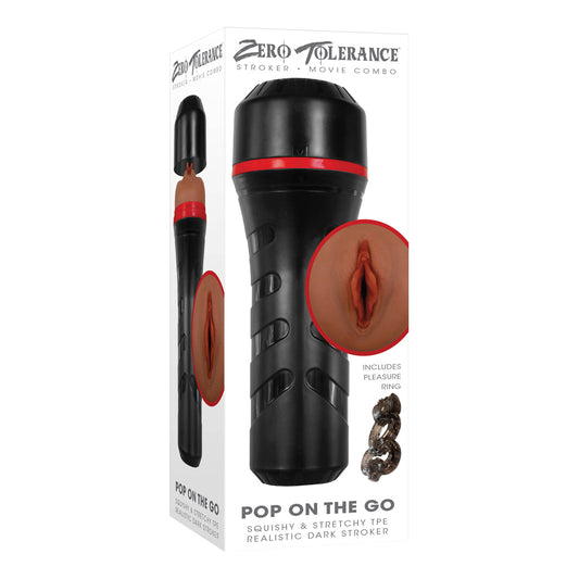 Zt Pop On The Go Dark With Vibrating Pleasure Ring Black/dark